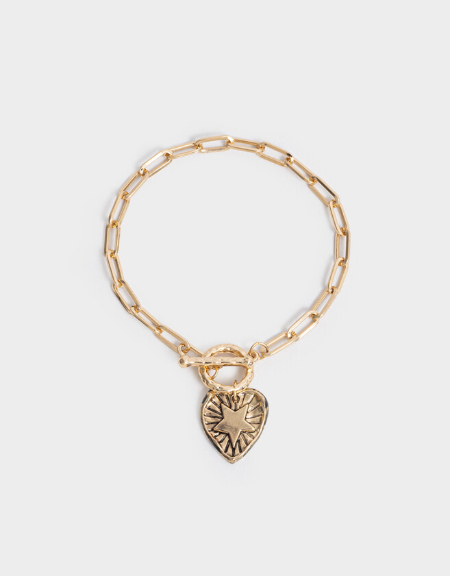 Pulseras Flexibles Corazón Pulsera Flexible Con Corazón - Dorado