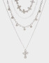 Collares Cortos Religioso Collar Corto Con Cruz - Plateado