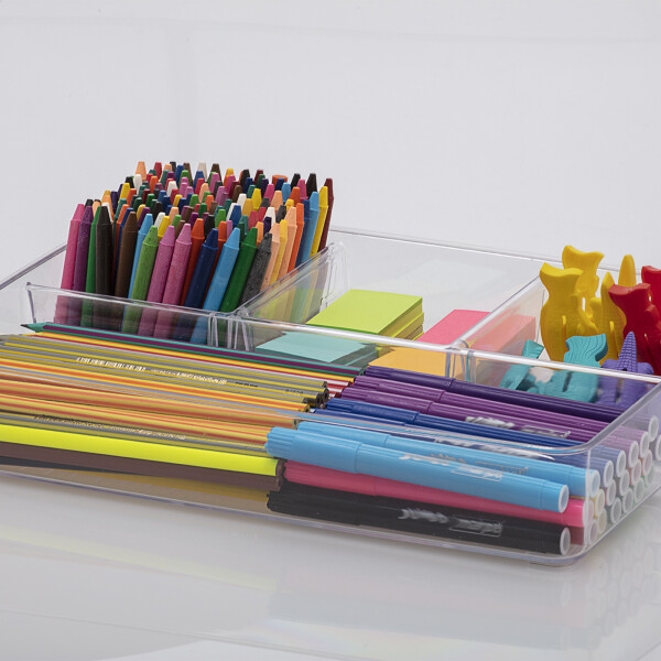 CAJA ORGANIZADORA CON DIVISIONES PARAMOUNT 34 X 24 X 6 CM TRANSPARENTE