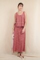 FALDA LINO RAYA ROJO