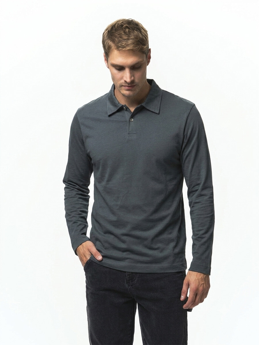 Remera Manga Larga Polo Bruselas - Gris Oscuro 
