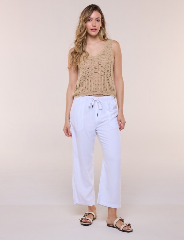 Pantalon Algodon Crop BLANCO