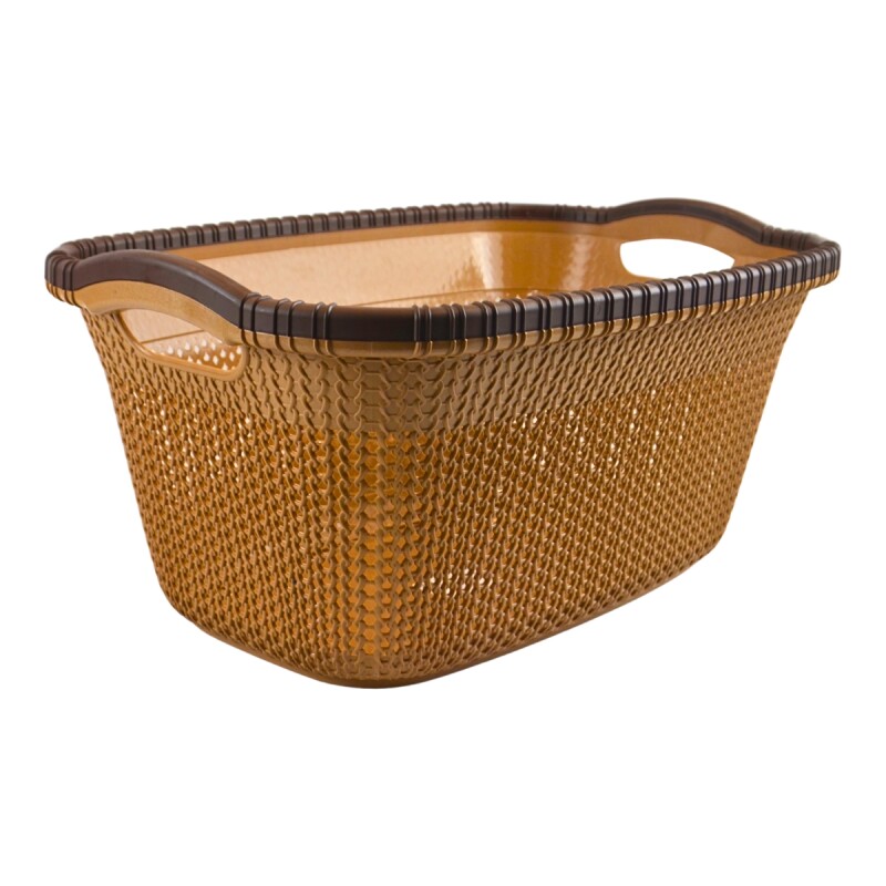 Canasto para ropa símil ratan 40 litros MARRON CLARO