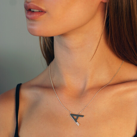Colgante MOON de Plata 925 con brillantes – Inicial personalizada Colgante MOON de Plata 925 con brillantes – Inicial personalizada