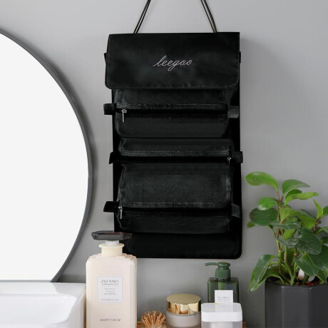 Neceser plegable con estuches con velcro Negro