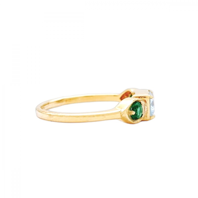 Anillo Halo-Plata rodinada con micra oro 18k-Piedra Topacio azul y Esmeraldas-AN2002 conpiedra