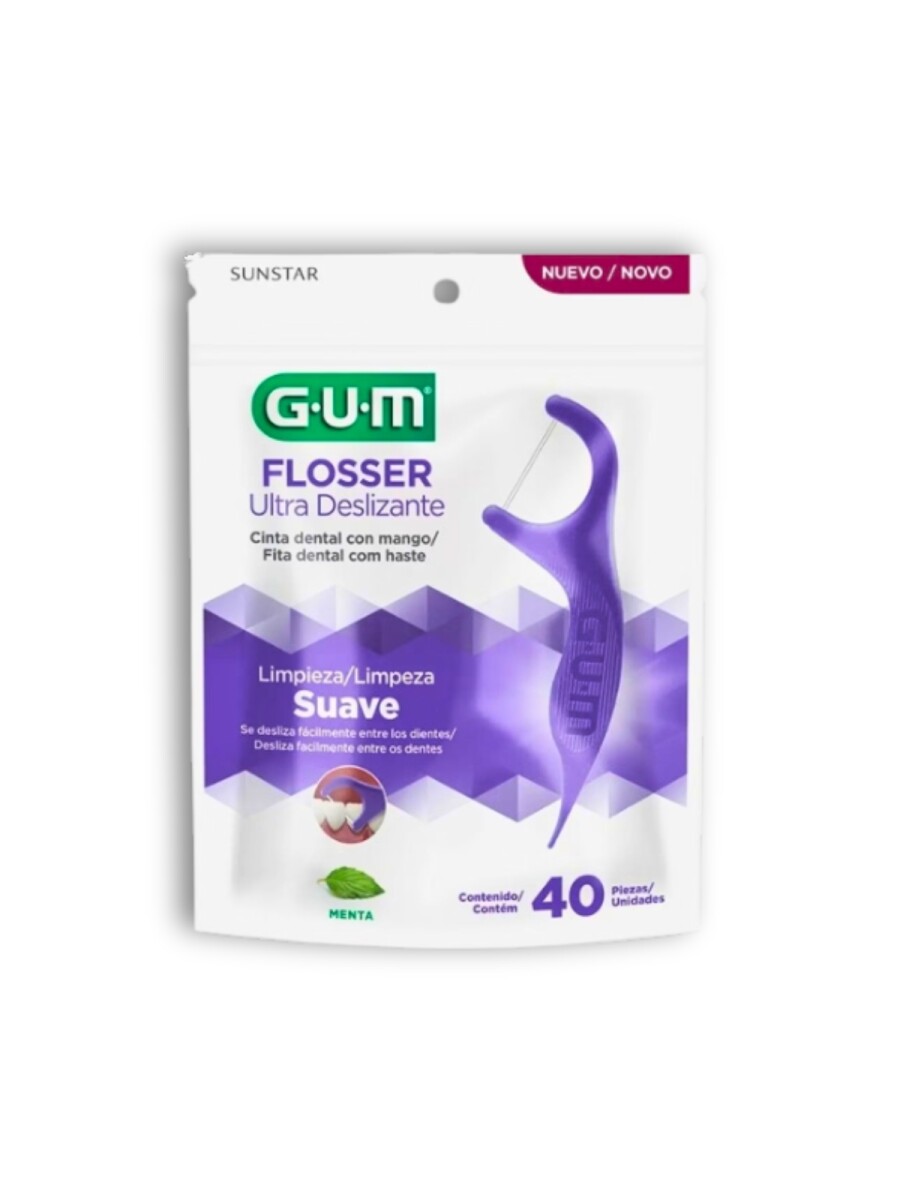 Gun Hilo Dental Mango Flosser Ultradeslizante Menta 40 Unidades. 