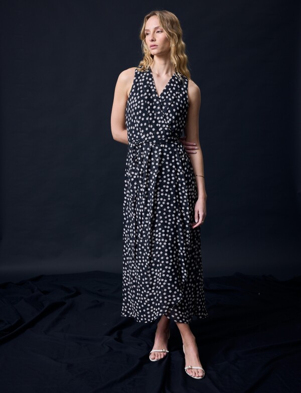 Vestido Maxi Lunares NEGRO/BEIGE