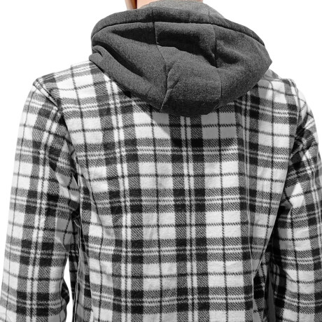 Campera Camisa Leñadora Cangurito Capucha Botones Blanco