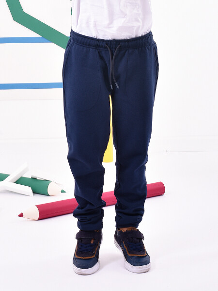 PANTALON DEPORTIVO DE FELPA SIN PUÑO AZUL