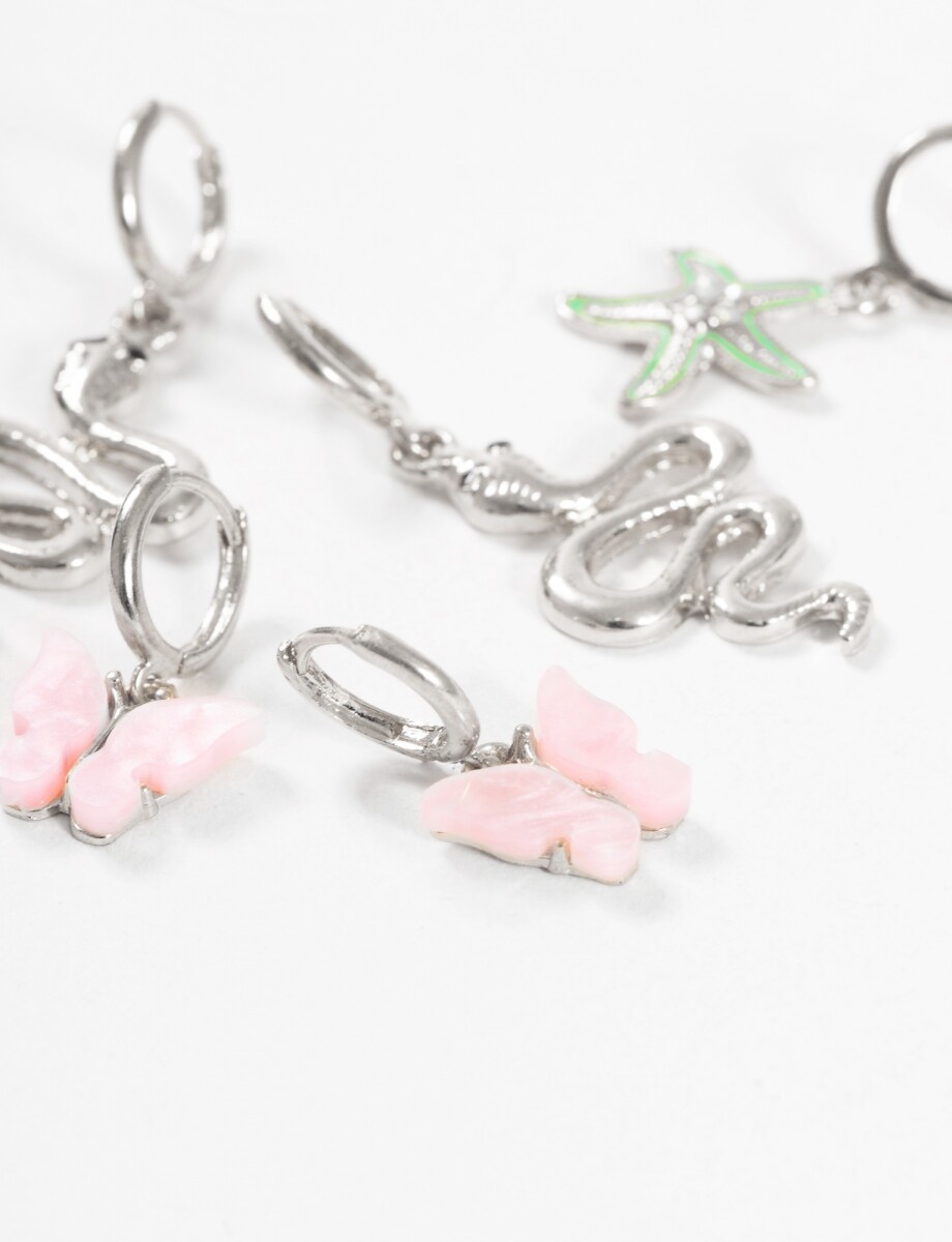 Set aros dije nature - plateado 