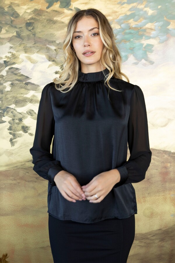 Blusa Gasa & Saten NEGRO