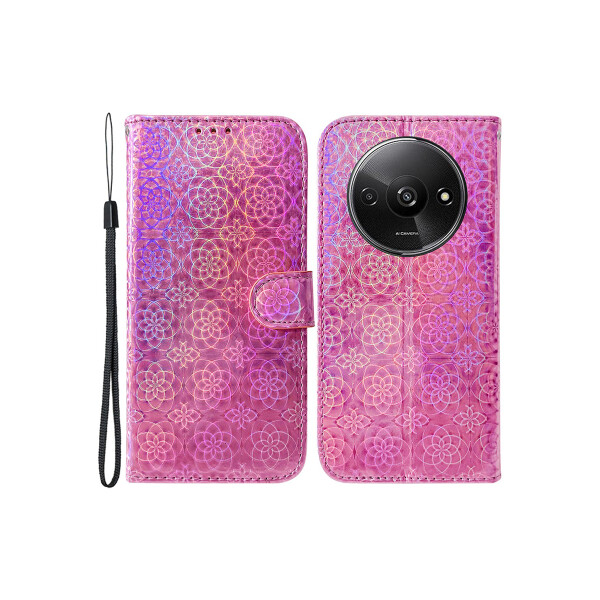 Flip cover Xiaomi Redmi A3 diseño floral tornasol rosa Flip Cover Xiaomi Redmi A3 Diseño Floral Tornasol Rosa
