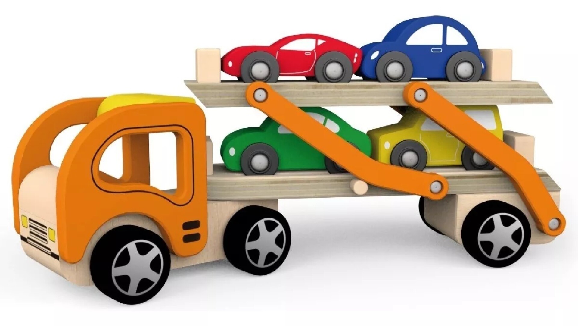Juguete Madera Viga Camión Con Autos 