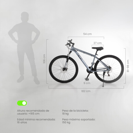 Bicicleta Montaña Bike Ruta R29 Freno Disco Acero Gris