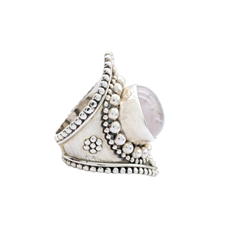 Anillo Circulo-Plata 925-Piedra Cuarzo rosa-AN3933 conpiedra