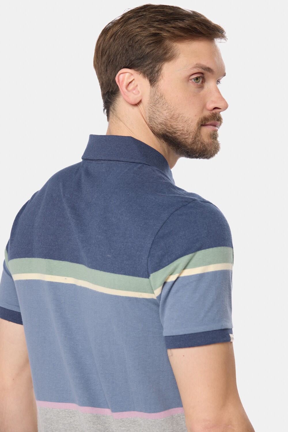 REMERA POLO RAYADA Azul