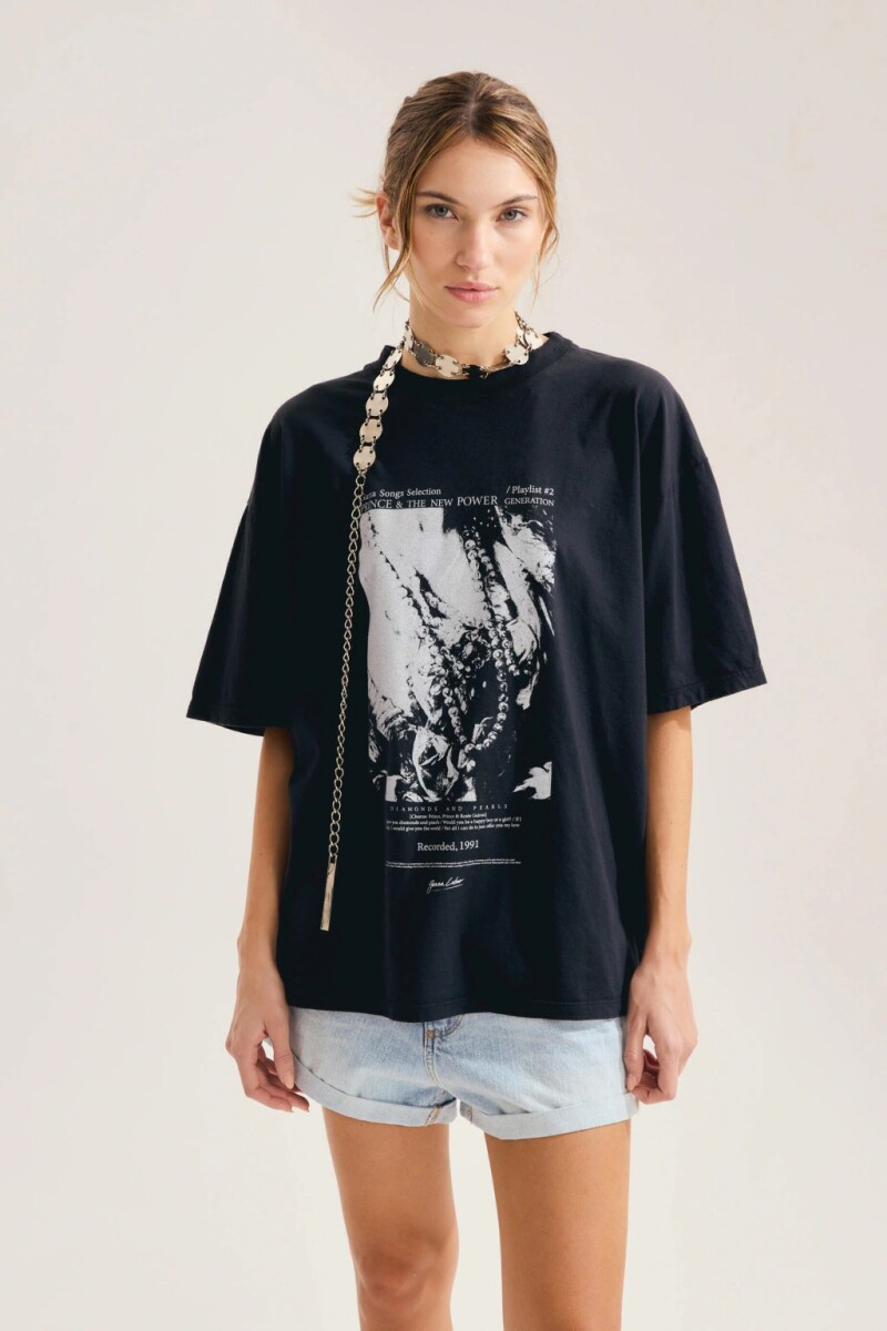 REMERA PEARLS Negro