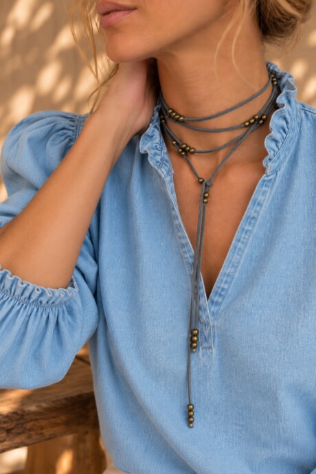 Collar Corbatín Gris - Oro