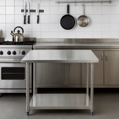 Mesada Central con Estante Inferior de Acero Inoxidable 120 x 60 x 85 cm Mesada Central con Estante Inferior de Acero Inoxidable 120 x 60 x 85 cm