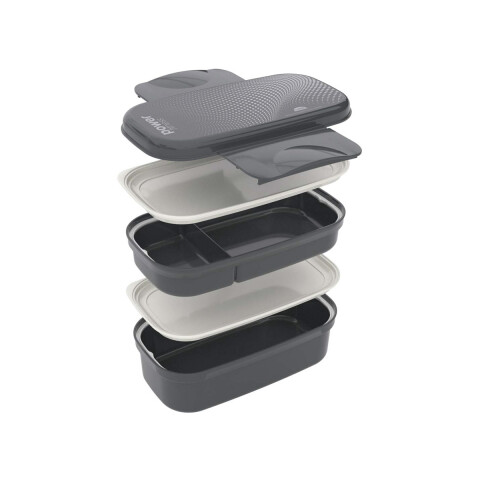 Lunchera Bento X 2 Piezas Gris