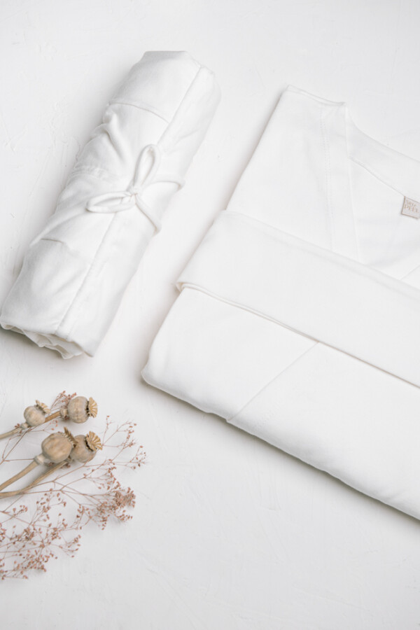 Pack Maternal Aurora – Camisón de Algodón + Bata | Hecho en Uruguay Crema