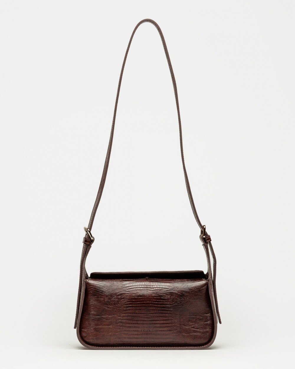 Bandolera Nicola en cuero lagarto Marron
