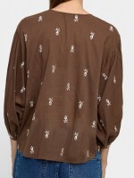 Camisa 100% Algodón Con Bordados marron