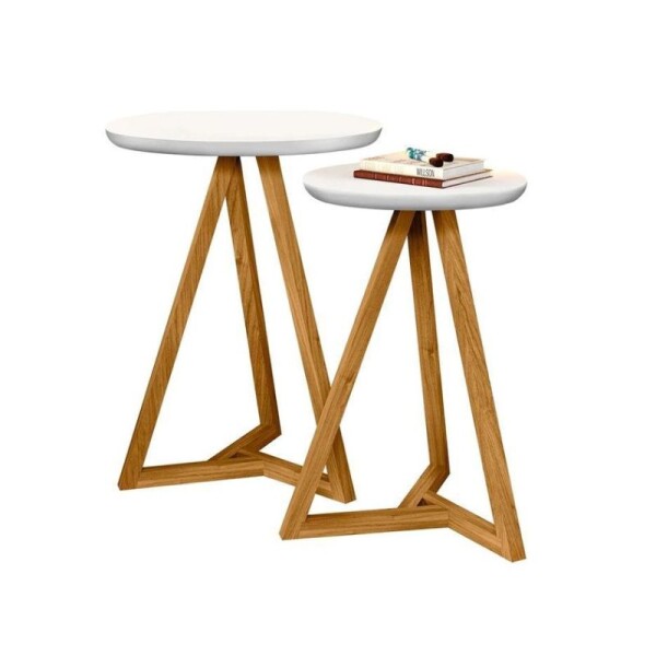 SET 2 MESAS LATERALES CLASSIC - BLANCO/MIEL SET 2 MESAS LATERALES CLASSIC - BLANCO/MIEL