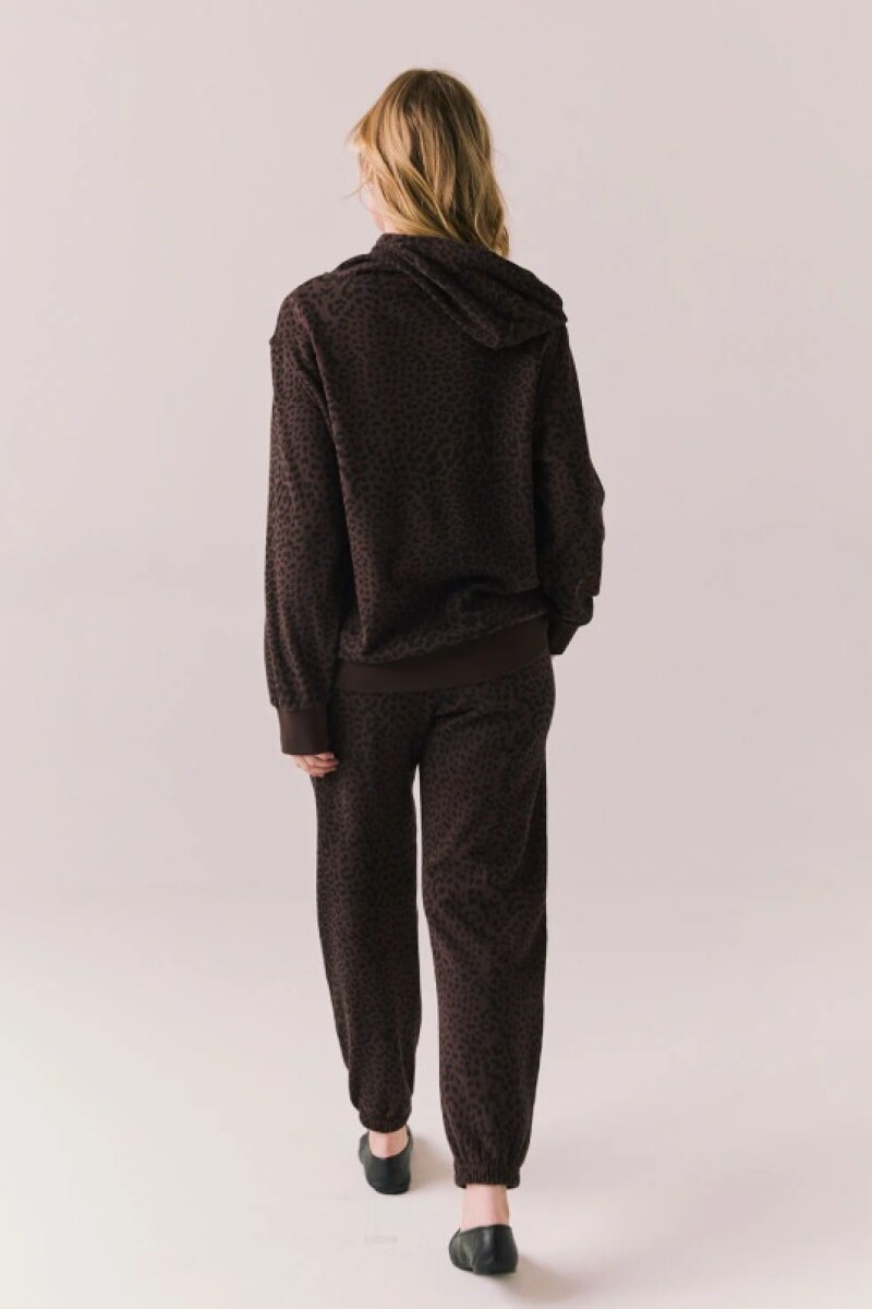 COTTON FLEECE LOUNA ZIP UP Leopardo