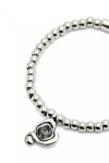 PULSERA DE BOLAS BAÑADAS EN PLATA DE LEY CON CRISTAL NEGRO Pulsera