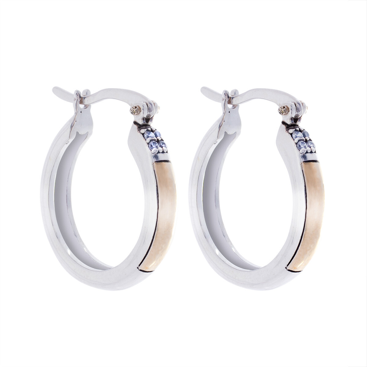 Par de aros de plata 925 y double en oro 18 ktes. 