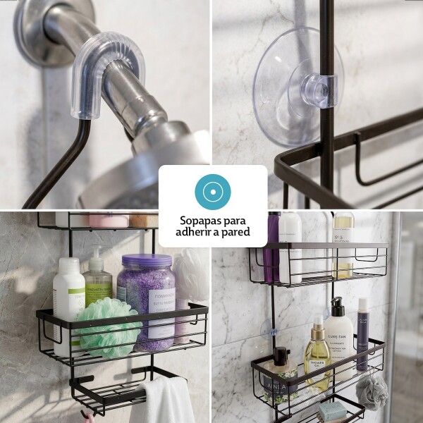 Organizador De Ducha Colgante 3 Niveles Jabonera Baño Acero Imback Color Negro Organizador De Ducha Colgante 3 Niveles Jabonera Baño Acero Imback Color Negro