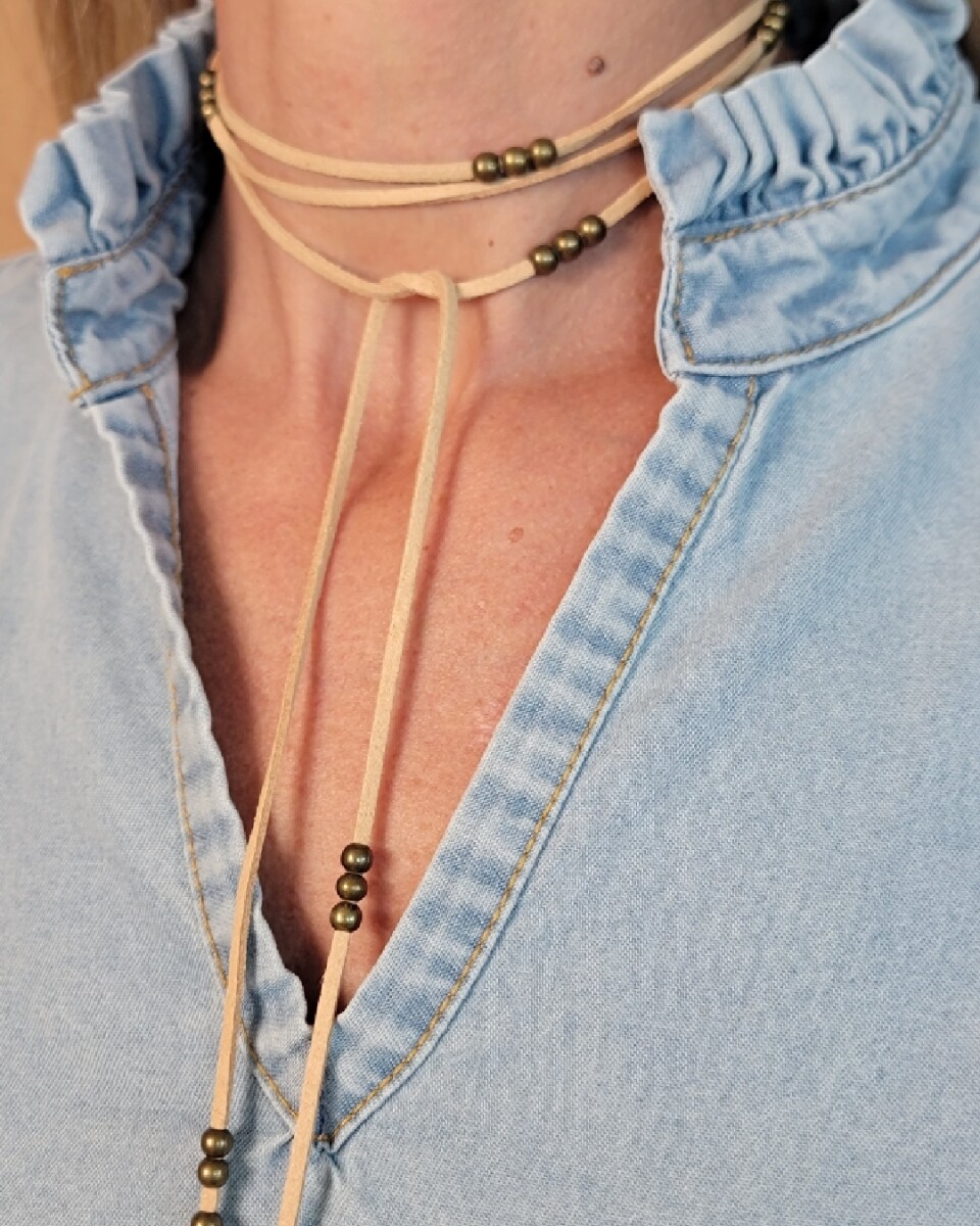 Collar Corbatín - Beige - Oro 