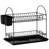 Escurridor de Platos Cromado con 2 Niveles y Bandeja Metalife Negro