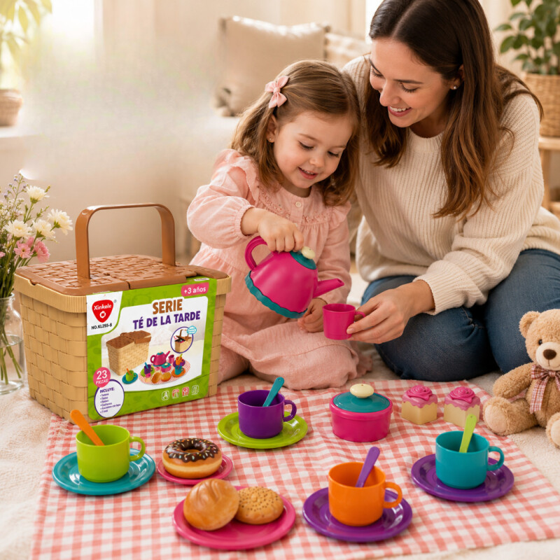 Juego De Té Infantil Picnic Canasta Tetera Tazas Juguete Juego De Té Infantil Picnic Canasta Tetera Tazas Juguete