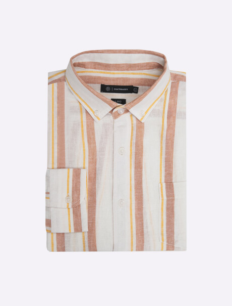 camisa lino rayas blanco