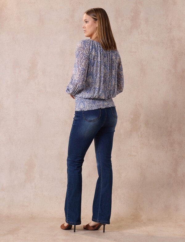 Blusa Frunce Print CELESTE/MULTI