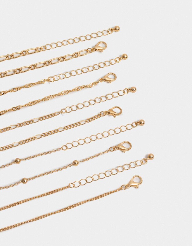 Pulseras Flexibles Sets Multi Cadenas Pulseras Flexibles Sets De Metal - Dorado