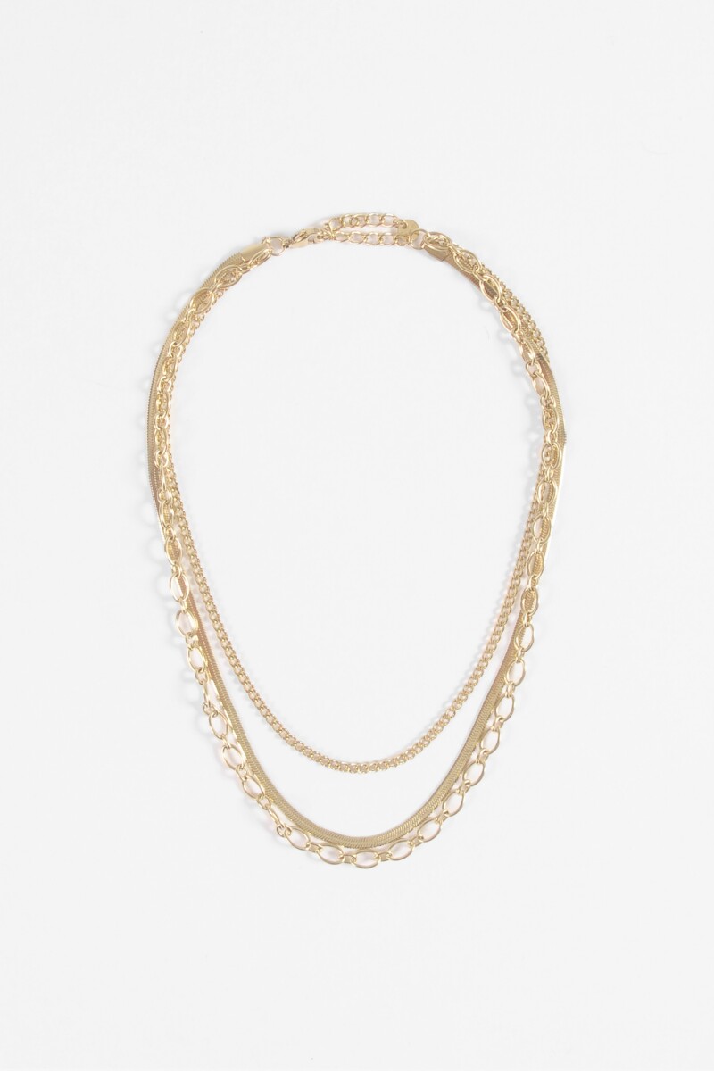 Collar acero triple dorado