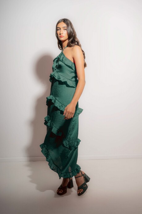 Vestido Cagliari Seda Petróleo