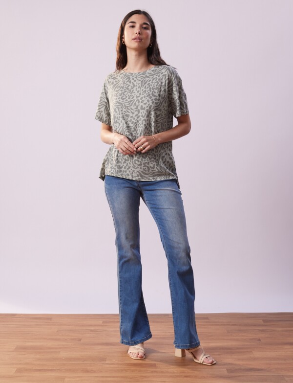 Remera Algodon Print VERDE