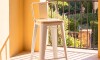 Taburete Con Respaldo Madera - Tolix Blanco