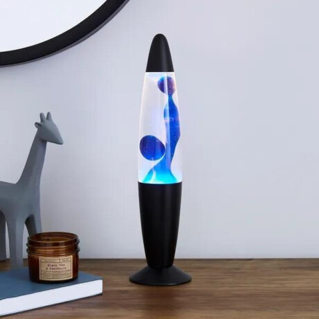 Lámpara de lava con base negra Azul
