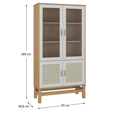 CRISTALERO 4 PUERTAS COPERO BOTELLERO ARMARIO ESTANTERÍA EN MADEA MACIZA CON RATAN CRISTALERO 4 PUERTAS COPERO BOTELLERO ARMARIO ESTANTERÍA EN MADEA MACIZA CON RATAN