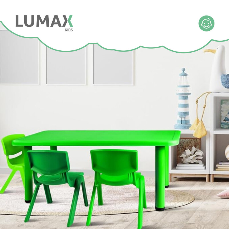 Mesa de plástico niños rectangular 120x60cm Verde