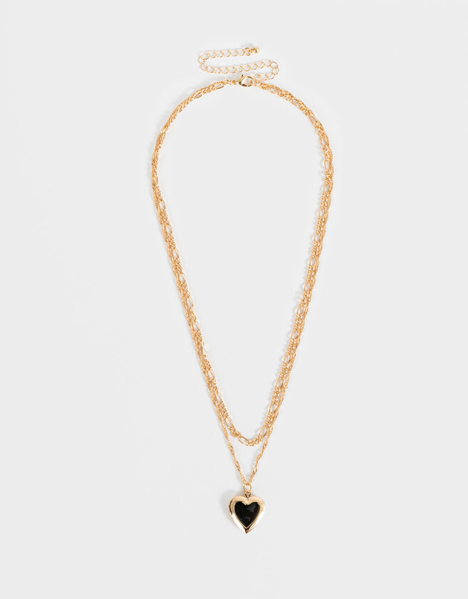 Collares Cortos Con corazón Collar Multicadenas Con Corazón - Dorado