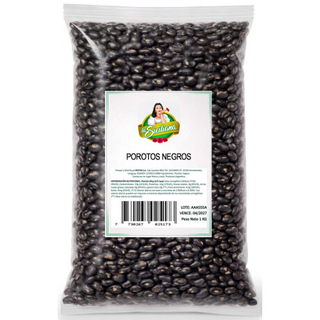 POROTO NEGRO LA SICILIANA PAQ. 1K POROTO NEGRO LA SICILIANA PAQ. 1K