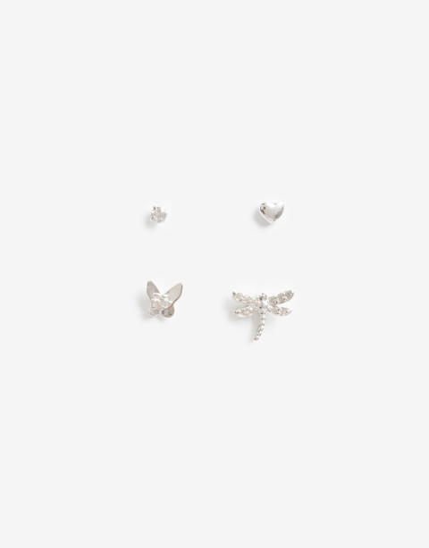 Aros Sets Strass Set De Aros Plata 925 Y Cubic - Plateado