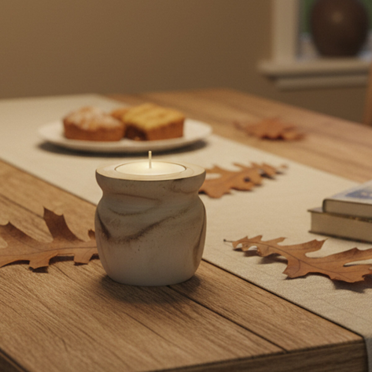 Vela Cilíndrica con Soporte de Madera 10 x 8 cm 